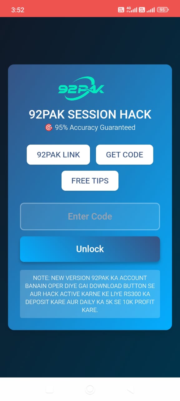 Screenshot of 92 Pak Hack Home Page