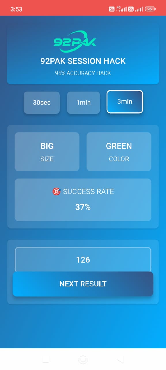 Screenshot winning predictions